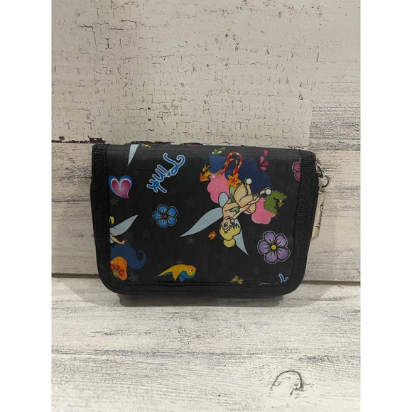 Disney Tinker bell Small Zip Around Black Wallet NWOT - Picture 2 of 10